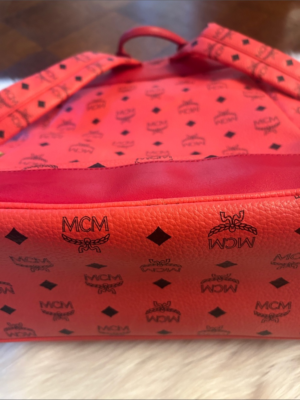 MCM Red Logo Backpack with Gold Hardware - Picture 10 of 10